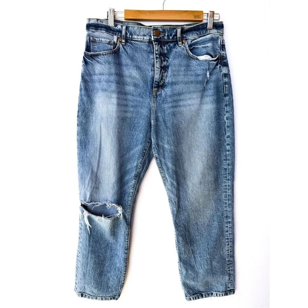Anne Taylor LOFT High Waist Straight Crop Straight Leg Denim Jeans size 30 10
